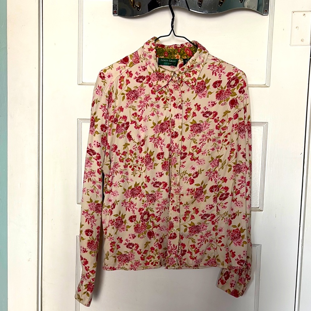 Lemon Grass Studio Floral Button-Up Shirt Size XL